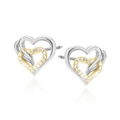 Cercei argint cu inima galbena cu pietre DiAmanti Z0655EGR2_W-DIA
